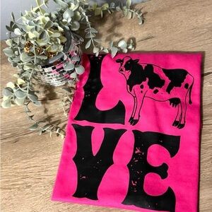 Gildan Pink Love Cow Short Sleeve Tee